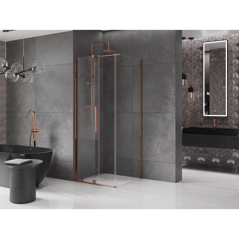 Mexen Velar sliding shower cabin 90 x 90 cm, transparent, rose gold - 871-090-090-01-60