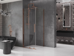 Mexen Velar 90 x 90 cm Sliding Shower Cabin, Transparent, Rose Gold - 871-090-090-01-60