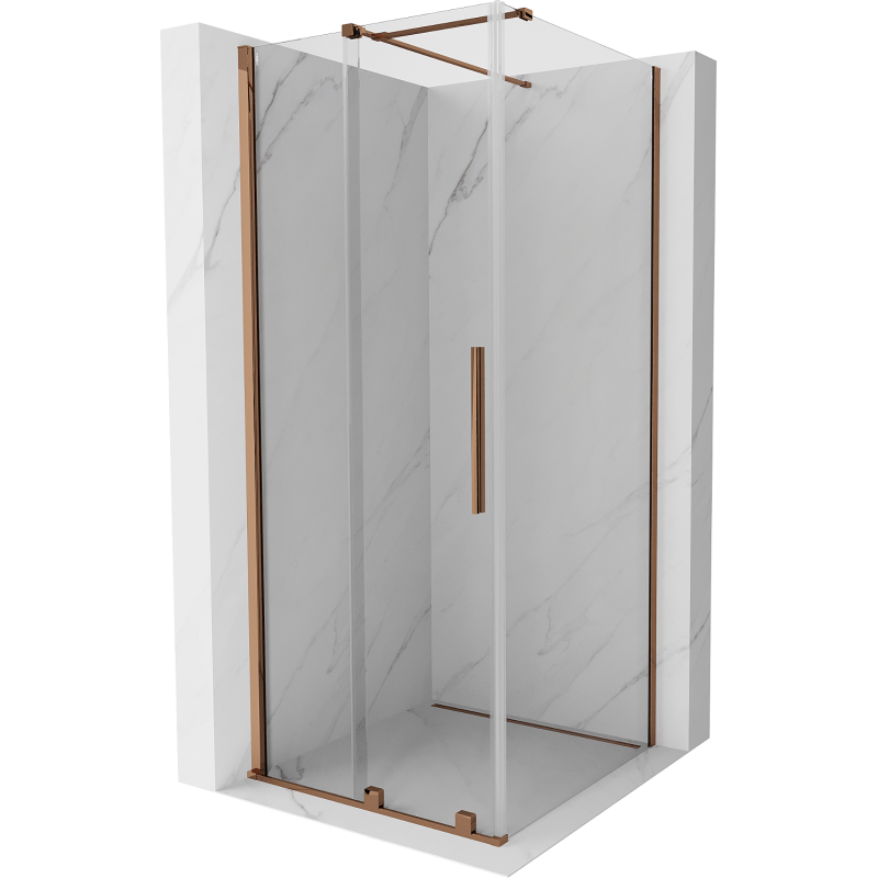 Mexen Velar sliding shower cabin 100 x 100 cm, transparent, rose gold - 871-100-100-01-60
