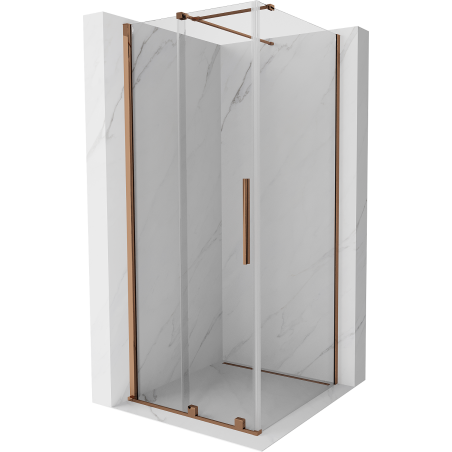 Mexen Velar sliding shower cabin 100 x 100 cm, transparent, rose gold - 871-100-100-01-60