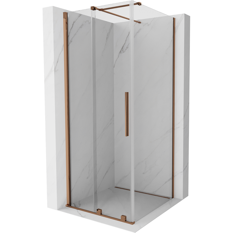 Mexen Velar extendable shower cubicle 110 x 110 cm, transparent, Rose gold - 871-110-110-01-60