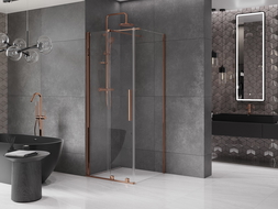 Mexen Velar extendable shower cubicle 110 x 110 cm, transparent, Rose gold - 871-110-110-01-60