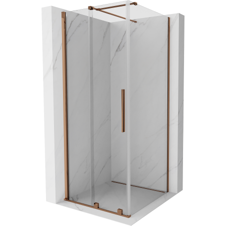 Mexen Velar extendable shower cubicle 120 x 120 cm, transparent, Rose gold - 871-120-120-01-60