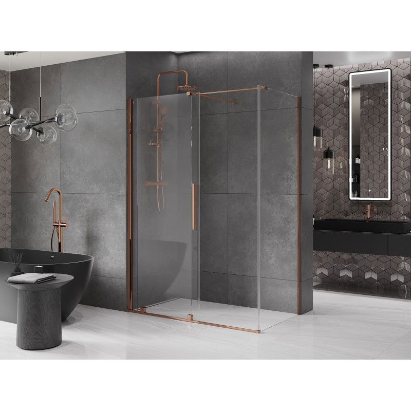 Mexen Velar 130 x 70 cm Sliding Shower Enclosure, Transparent, Rose Gold - 871-130-070-01-60