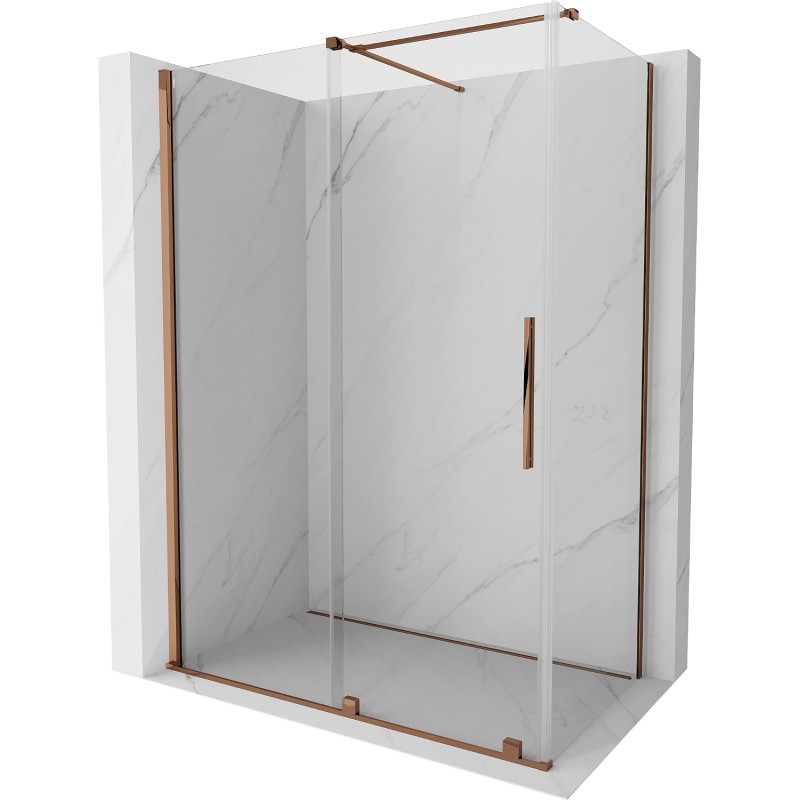 Mexen Velar sliding shower enclosure 140 x 70 cm, transparent, rose gold - 871-140-070-01-60