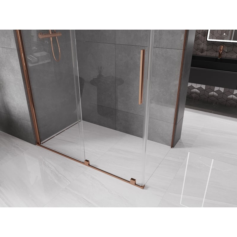 Mexen Velar sliding shower enclosure 140 x 70 cm, transparent, rose gold - 871-140-070-01-60