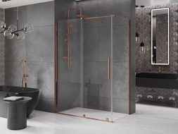 Mexen Velar sliding shower enclosure 150 x 80 cm, transparent, rose gold - 871-150-080-01-60