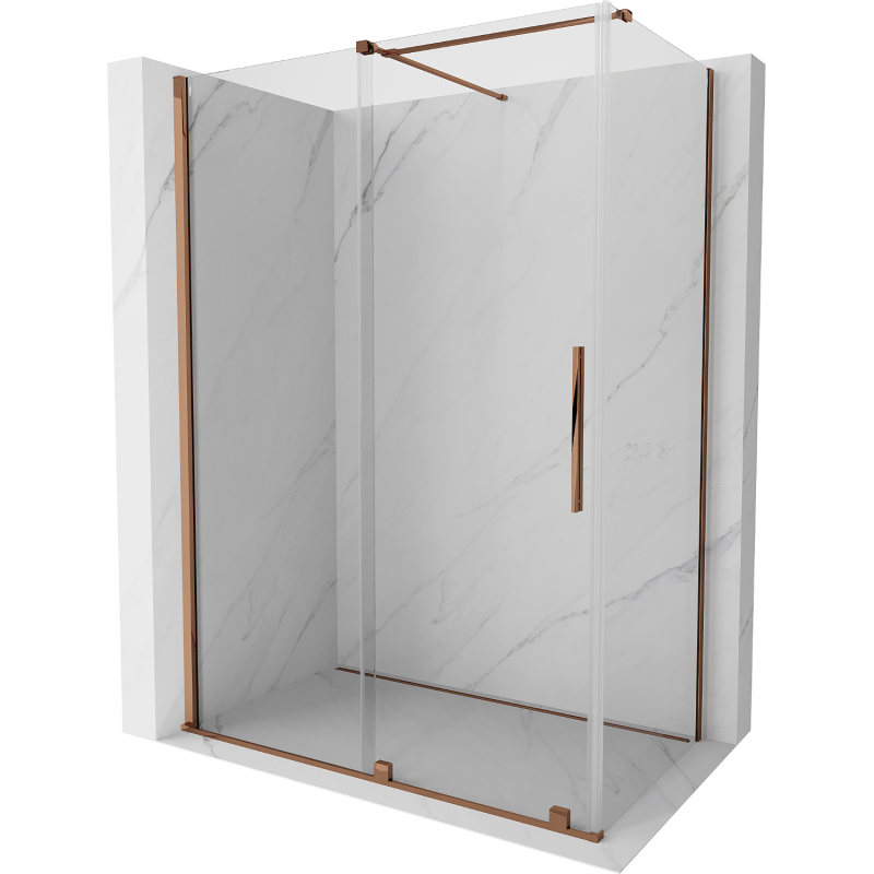 Mexen Velar extendable shower cubicle 150 x 85 cm, transparent, Rose gold - 871-150-085-01-60
