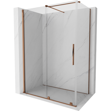 Mexen Velar extendable shower cubicle 150 x 85 cm, transparent, Rose gold - 871-150-085-01-60