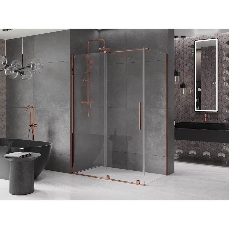 Mexen Velar sliding shower cabin 160 x 80 cm, transparent, rose gold - 871-160-080-01-60