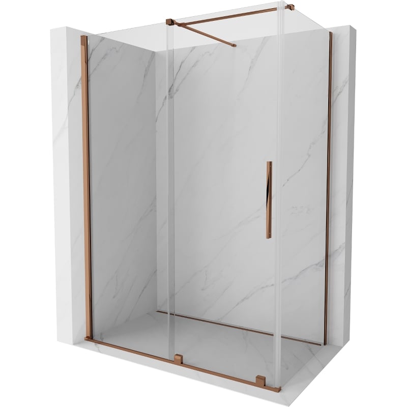 Mexen Velar sliding shower cabin 160 x 85 cm, transparent, pink gold - 871-160-085-01-60