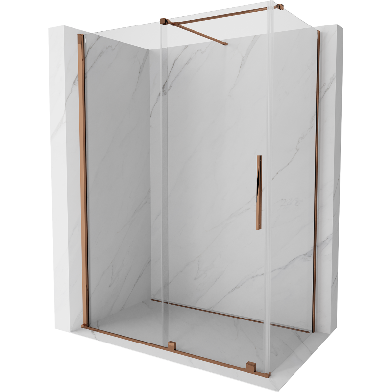 Mexen Velar Sliding Shower Enclosure 160 x 90 cm, Transparent, Rose Gold - 871-160-090-01-60