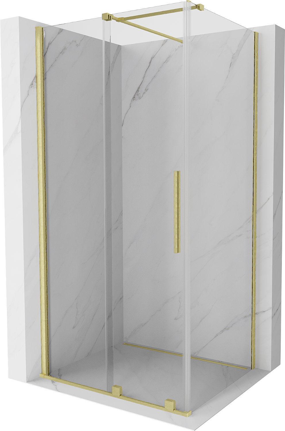 Mexen Velar extendable shower cubicle 90 x 80 cm, transparent, brushed gold - 871-090-080-01-55