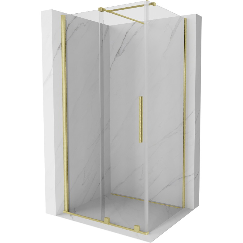 Mexen Velar sliding shower cabin 100 x 70 cm, transparent, brushed gold - 871-100-070-01-55