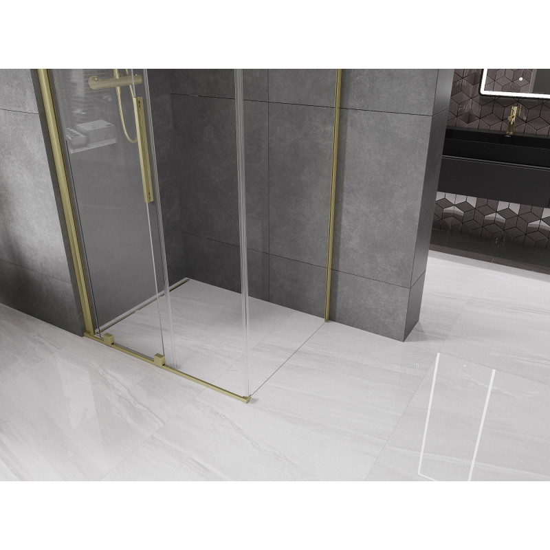 Mexen Velar sliding shower cabin 100 x 75 cm, transparent, brushed gold - 871-100-075-01-55