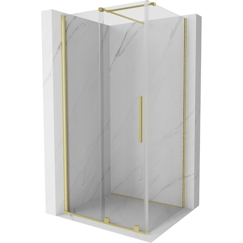 Mexen Velar extendable shower cubicle 100 x 80 cm, transparent, brushed gold - 871-100-080-01-55