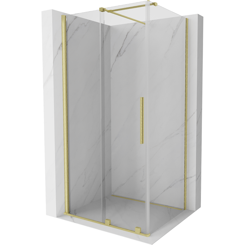 Mexen Velar extendable shower cubicle 100 x 110 cm, transparent, brushed gold - 871-100-110-01-55