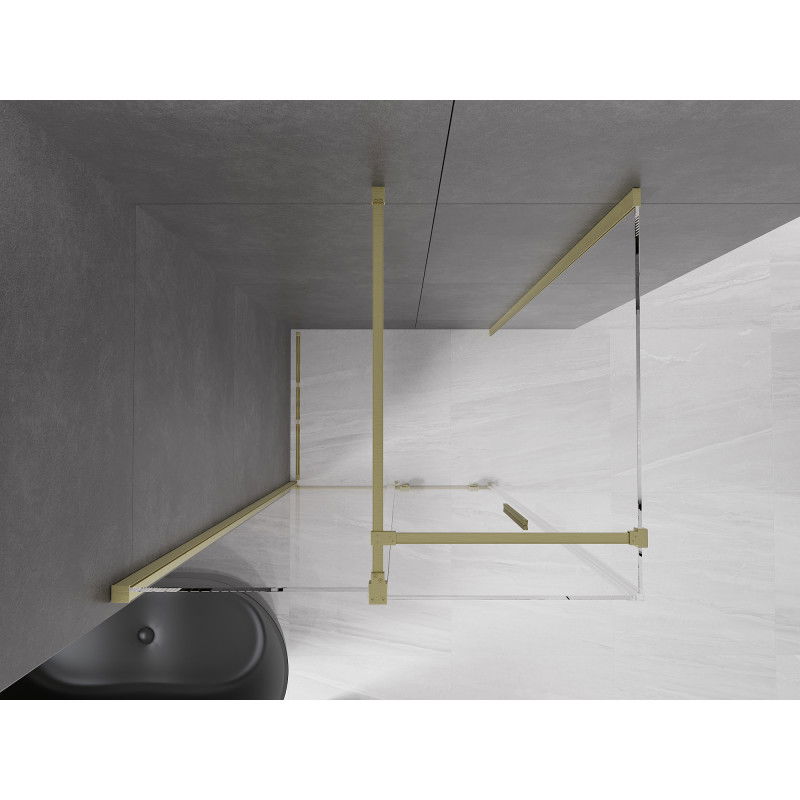 Mexen Velar sliding shower cabin 100 x 120 cm, transparent, brushed gold - 871-100-120-01-55