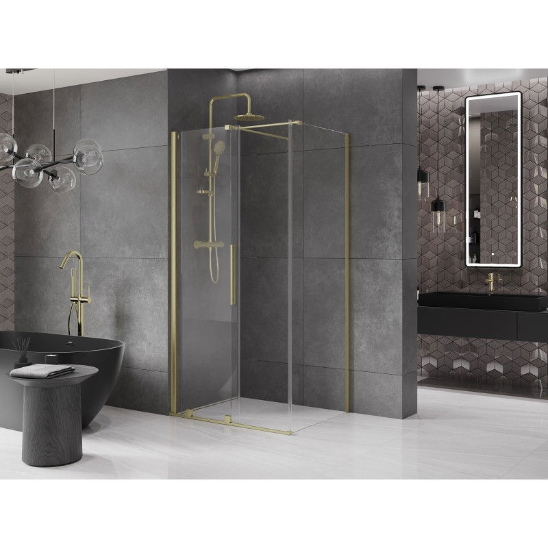 Mexen Velar sliding shower cabin 110 x 80 cm, transparent, brushed gold - 871-110-080-01-55