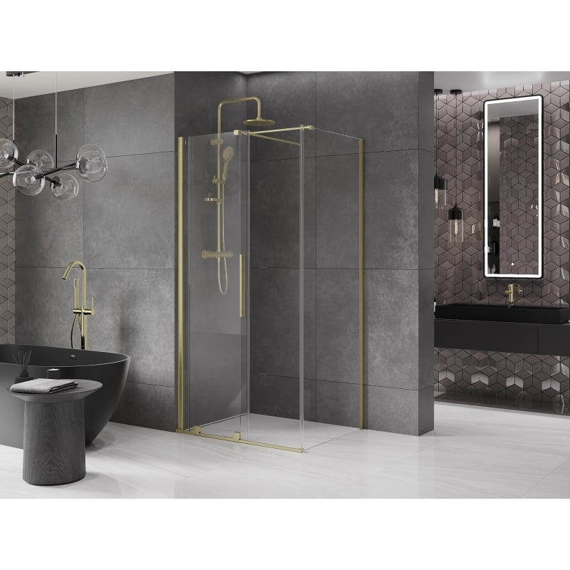 Mexen Velar sliding shower enclosure 110 x 80 cm, transparent, brushed gold - 871-110-080-01-55