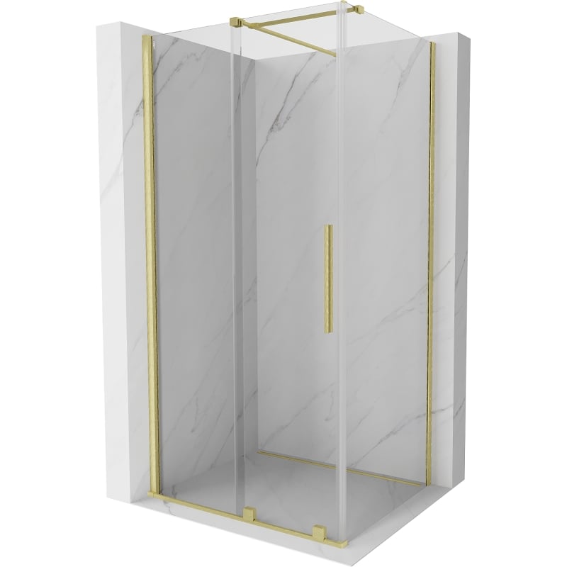 Mexen Velar sliding shower cabin 110 x 90 cm, transparent, brushed gold - 871-110-090-01-55