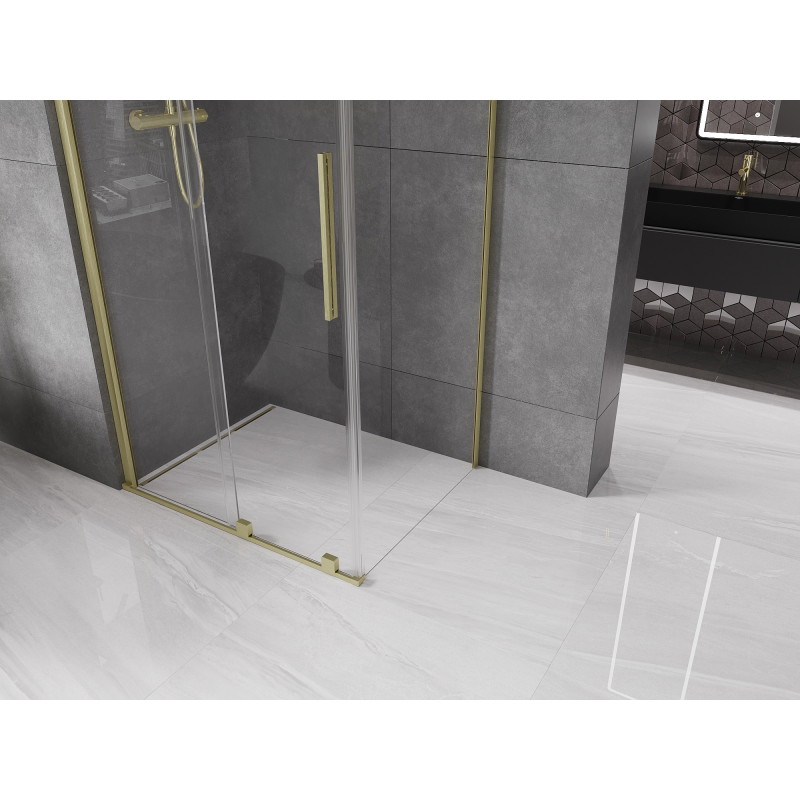Mexen Velar sliding shower cabin 110 x 100 cm, transparent, brushed gold - 871-110-100-01-55