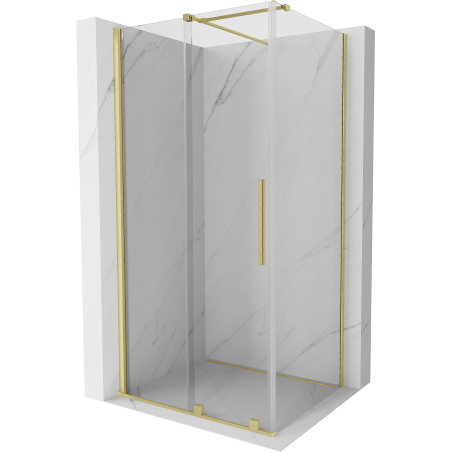 Mexen Velar sliding shower cabin 140 x 90 cm, transparent, brushed gold - 871-140-090-01-55