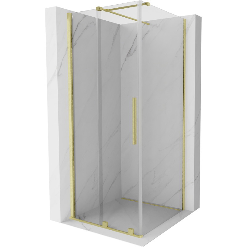 Mexen Velar sliding shower cabin 90 x 90 cm, transparent, brushed gold - 871-090-090-01-55