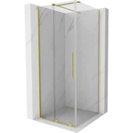 Mexen Velar 90 x 90 cm Sliding Shower Enclosure, Transparent, Brushed Gold - 871-090-090-01-55