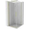 Mexen Velar 90 x 90 cm Sliding Shower Enclosure, Transparent, Brushed Gold - 871-090-090-01-55