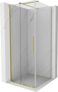 Mexen Velar 90 x 90 cm Sliding Shower Enclosure, Transparent, Brushed Gold - 871-090-090-01-55