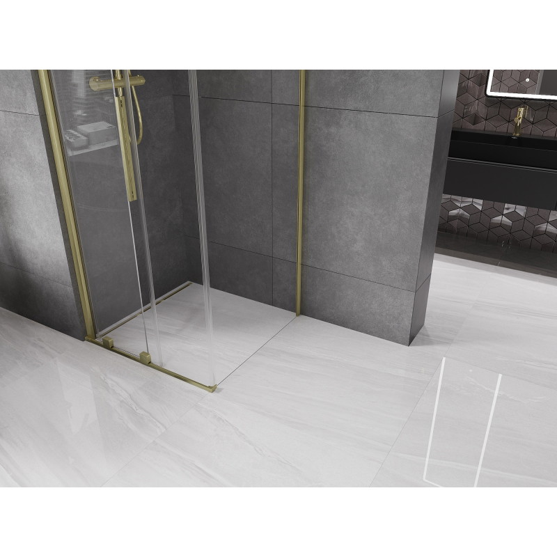 Mexen Velar sliding shower cabin 90 x 90 cm, transparent, brushed gold - 871-090-090-01-55