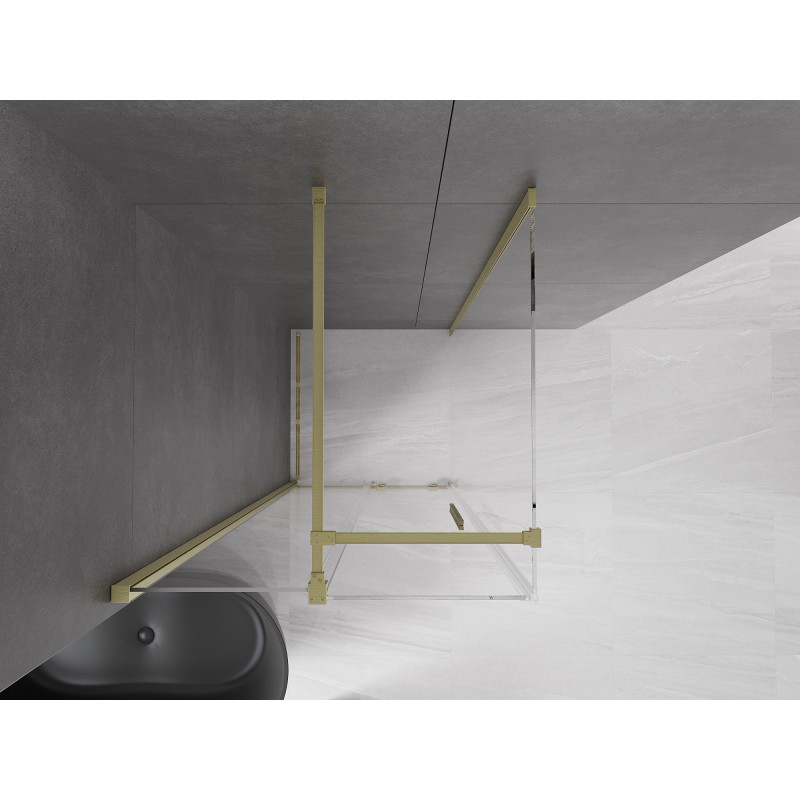 Mexen Velar sliding shower cabin 90 x 90 cm, transparent, brushed gold - 871-090-090-01-55