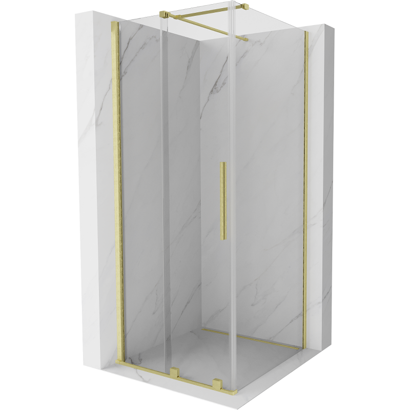 Mexen Velar sliding shower cabin 100 x 100 cm, transparent, brushed gold - 871-100-100-01-55