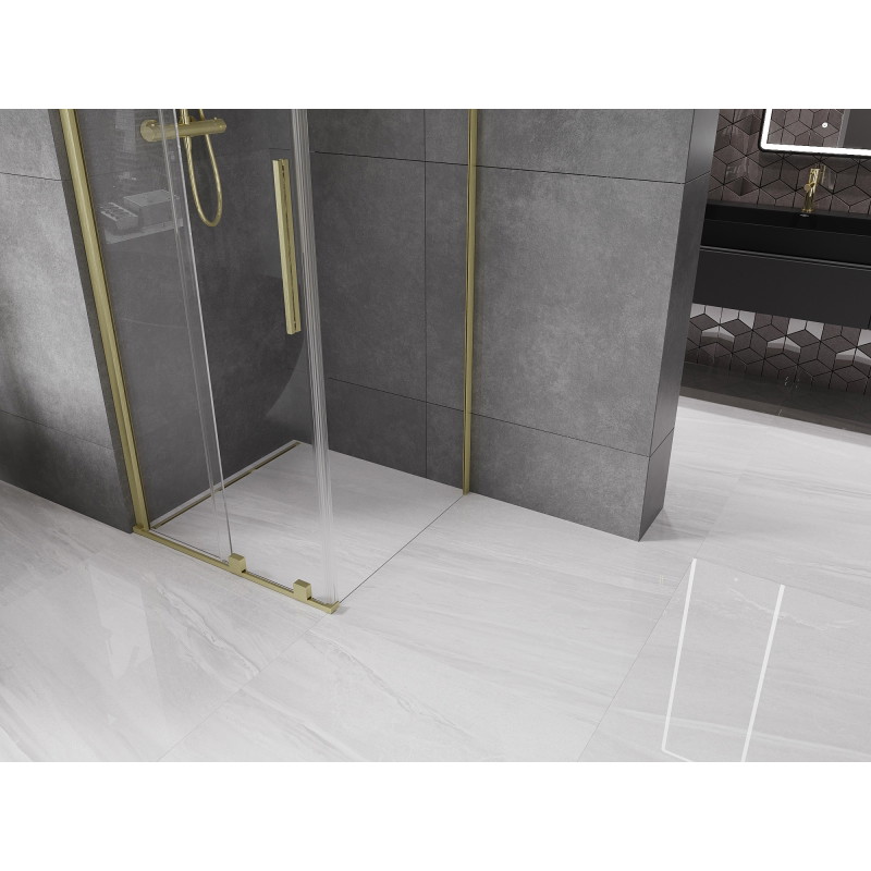 Mexen Velar sliding shower cabin 100 x 100 cm, transparent, gold brushed - 871-100-100-01-55