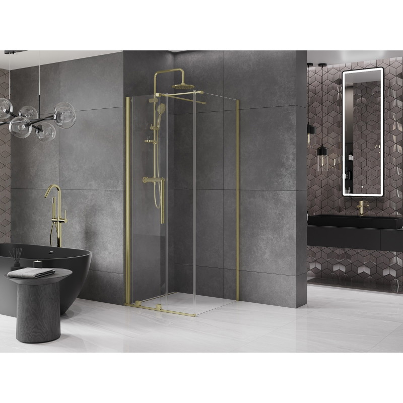 Mexen Velar sliding shower cabin 100 x 100 cm, transparent, gold brushed - 871-100-100-01-55