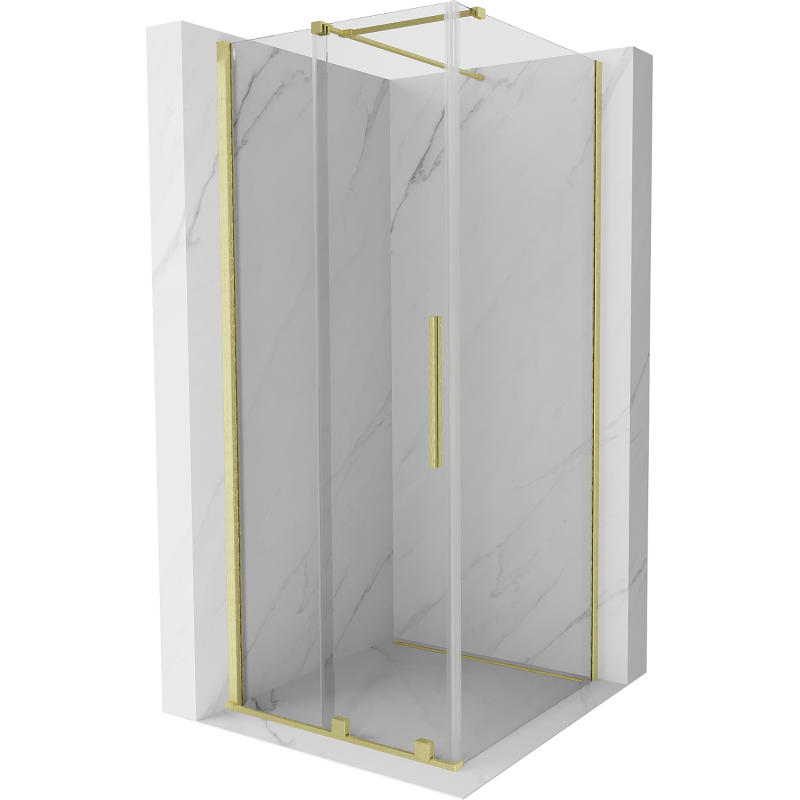 Mexen Velar extendable shower cubicle 110 x 110 cm, transparent, brushed gold - 871-110-110-01-55