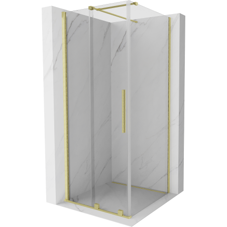 Mexen Velar sliding shower enclosure 110 x 110 cm, transparent, brushed gold - 871-110-110-01-55
