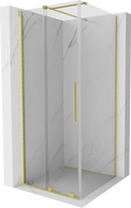 Mexen Velar extendable shower cubicle 110 x 110 cm, transparent, brushed gold - 871-110-110-01-55