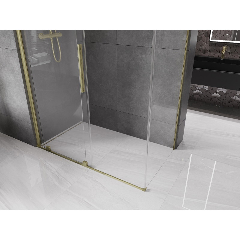 Mexen Velar sliding shower enclosure 130 x 75 cm, transparent, brushed gold - 871-130-075-01-55