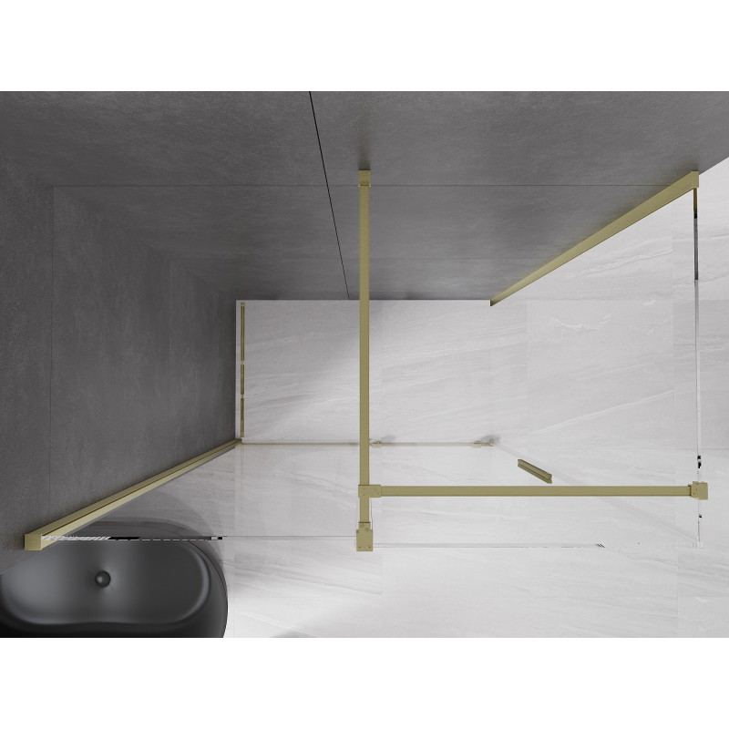 Mexen Velar sliding shower enclosure 140 x 70 cm, transparent, brushed gold - 871-140-070-01-55