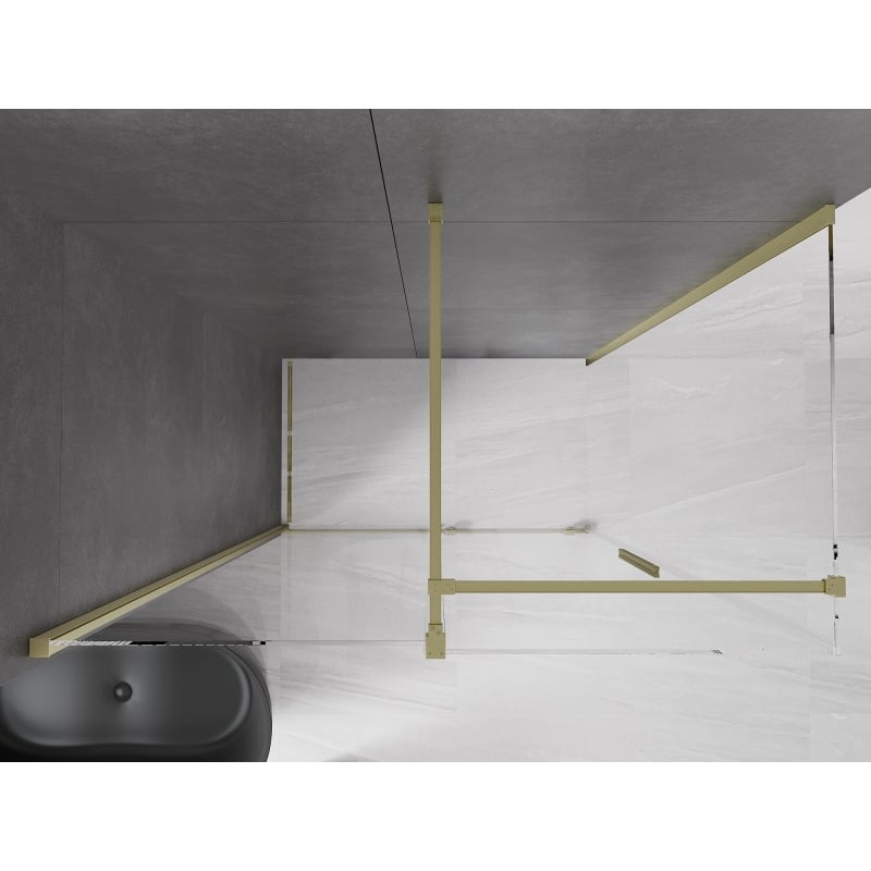 Mexen Velar 140 x 80 cm Sliding Shower Enclosure, Transparent, Brushed Gold - 871-140-080-01-55