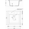 Mexen Vito granite kitchen sink 1-bowl 520 x 490 mm, white, chrome siphon - 6503521000-20