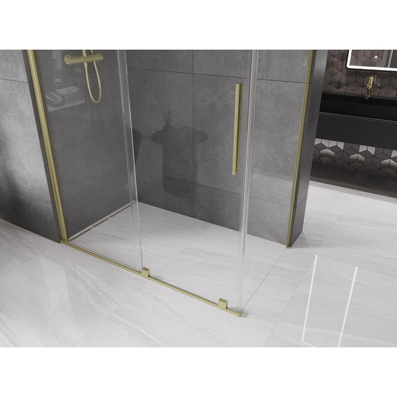 Mexen Velar sliding shower cabin 150 x 80 cm, transparent, brushed gold - 871-150-080-01-55
