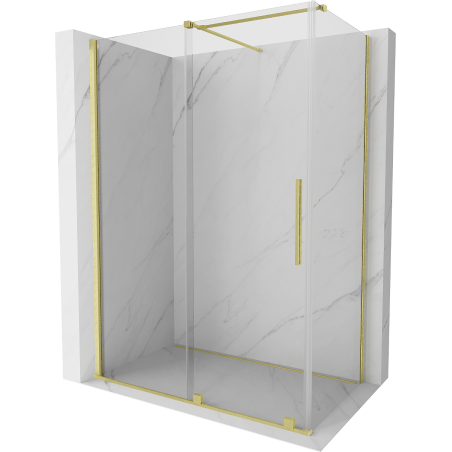 Mexen Velar sliding shower enclosure 150 x 85 cm, transparent, brushed gold - 871-150-085-01-55