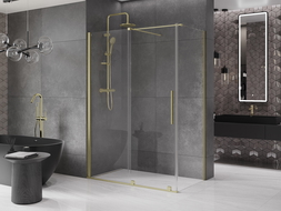 Mexen Velar sliding shower cabin 150 x 85 cm, transparent, brushed gold - 871-150-085-01-55