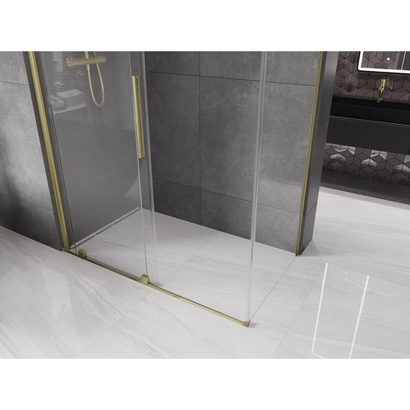 Mexen Velar sliding shower enclosure 160 x 75 cm, transparent, brushed gold - 871-160-075-01-55