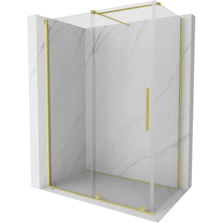 Mexen Velar extendable shower cubicle 160 x 80 cm, transparent, brushed gold - 871-160-080-01-55