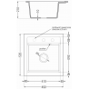 Mexen Vito granite sink 1-bowl 520 x 490 mm, gray, chrome siphon - 6503521000-71