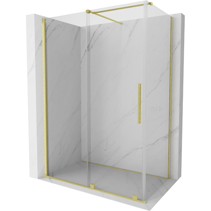 Mexen Velar sliding shower cabin 160 x 100 cm, transparent, brushed gold - 871-160-100-01-55